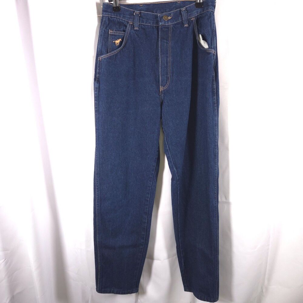 Vintage Wrangler Dark Wash High Rise Jeans Horse Logo USA Juniors 13 26x29